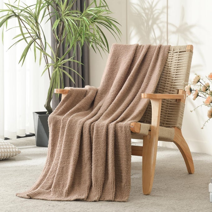 KNIT THROW BLANKET SUPER SOFT WARM BLANKET FOR COUCH LIGHTWEIGHT FLUFFY BLANKET FOR BED SOFA 50X60 INCHES DUSTY ROSE