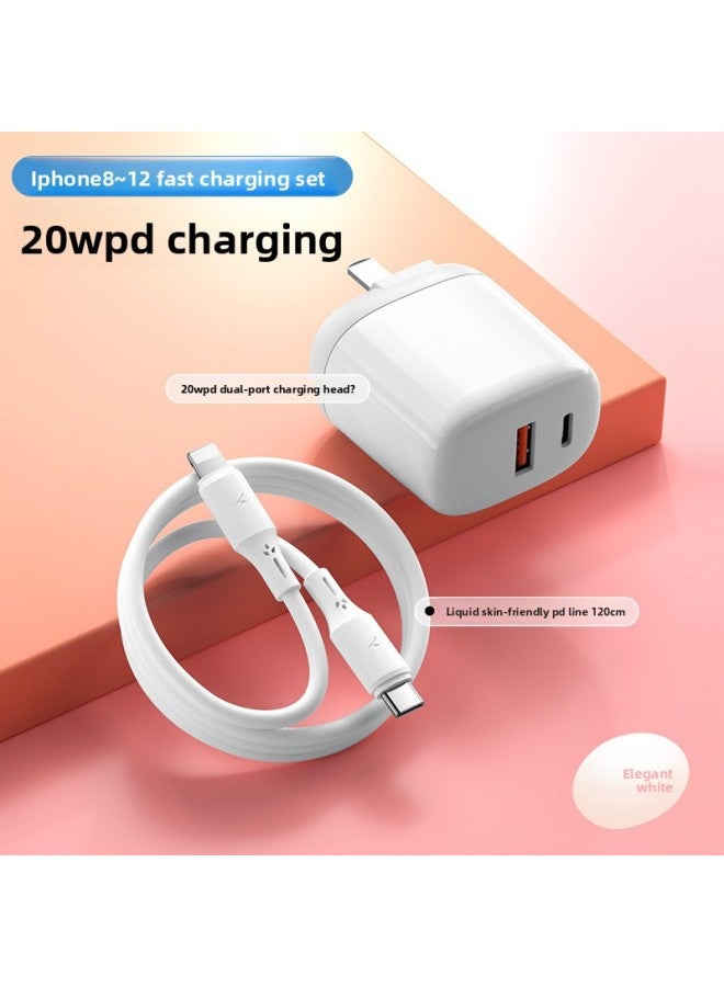 20W Macaroon Folding Feet USB + PD Charger For Apple Huawei Charger PD Fast Charging Line Package 
