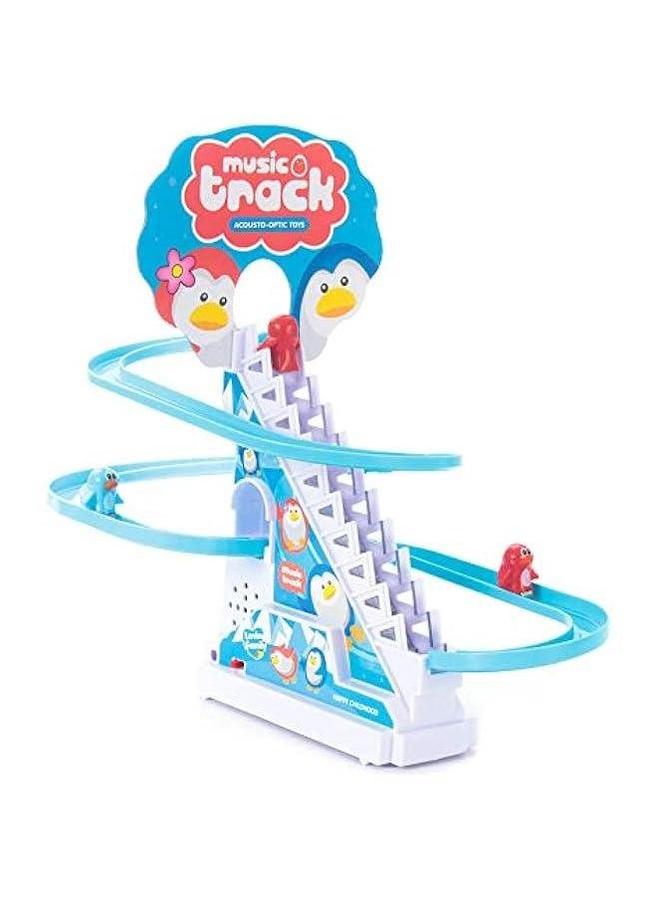 Penguin Slide Toy Set, Funny Automatic Stair-Climbing Ducklings Cartoon Race Track Set Little Lovely Penguins Escalator with Lights and Music (Penguin)  - Image 1