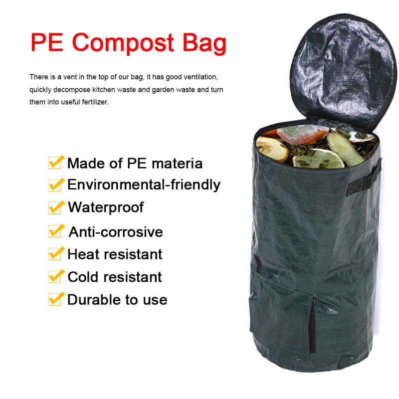 Compost Bag: PE Material Eco-Friendly Waterproof Compost Container - Ventilated Quick Decomposition With Side Window & Zipper Top Compost Bin for Home Kitchen, Backyard Garden Waste Disposal - Image 3
