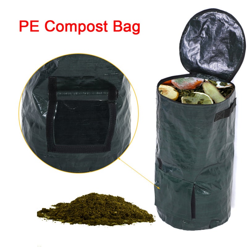 Compost Bag: PE Material Eco-Friendly Waterproof Compost Container - Ventilated Quick Decomposition With Side Window & Zipper Top Compost Bin for Home Kitchen, Backyard Garden Waste Disposal - Image 2