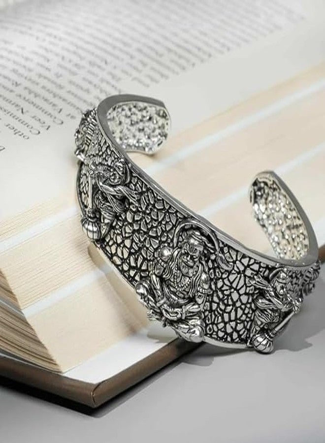 ADHVIK للجنسين قابل للتعديل قابل للفتح قفل حر الرب الله ماهافير ماهابالي شري باجرانجبالي سانكات موشان هانومان جي 5 موخي الوجه الكفة اليد المعصم نصف كادا الإسورة سوار للقوة والحماية والتفاني - Image 2