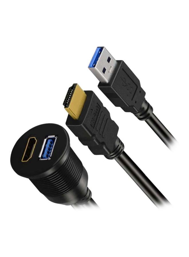 NIBEMINENT USB To HDMI Cable With Aux Mount Black - Image 1