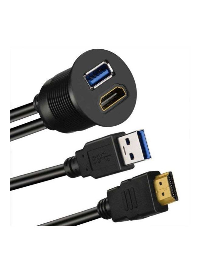 NIBEMINENT USB To HDMI Cable With Aux Mount Black - Image 2