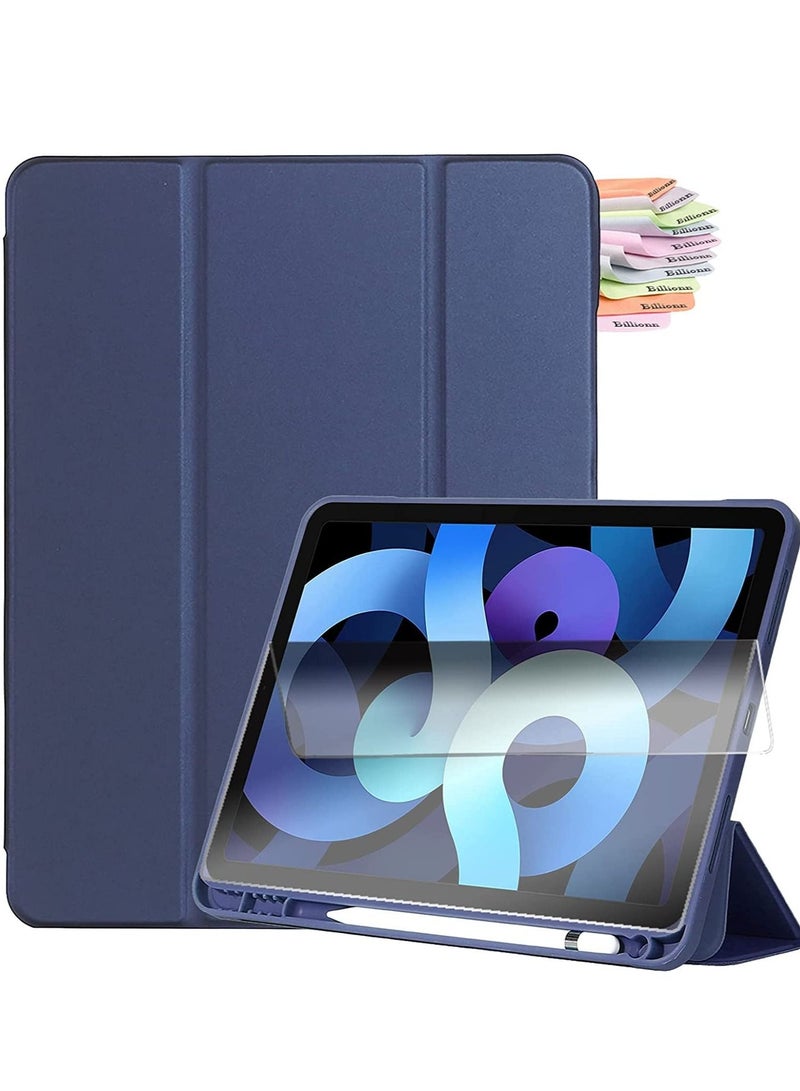 راكسوم حافظة لجهاز iPad Air الجيل الرابع 2020 الجديد، حافظة لجهاز iPad Air 4 الجديد مقاس 10.9 بوصة 2020 مع حامل قلم، حافظة ذكية قابلة للطي، خاصية السكون/التنشيط التلقائي، لون أزرق داكن - Image 1