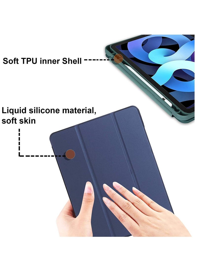 راكسوم حافظة لجهاز iPad Air الجيل الرابع 2020 الجديد، حافظة لجهاز iPad Air 4 الجديد مقاس 10.9 بوصة 2020 مع حامل قلم، حافظة ذكية قابلة للطي، خاصية السكون/التنشيط التلقائي، لون أزرق داكن - Image 4