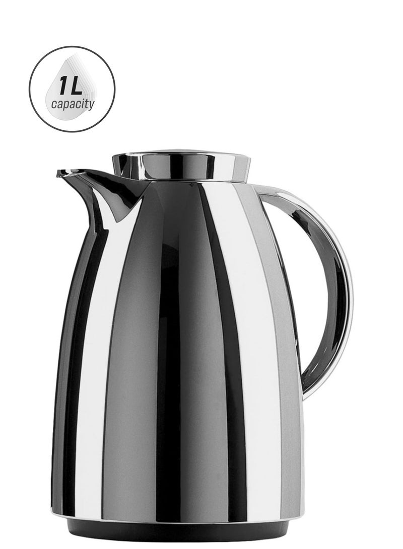 emsa Emsa Auberge Vacuum Jug  Chrome 1Litre    Hot for 12 hours and cold for 24 hours Vaccum Jug Flask made in Germany Leak Proof  - Image 1