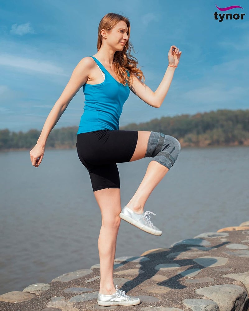 Tynor غطاء الركبة مع مفصل صلب، رمادي، كبير، 1 وحدة - Image 5