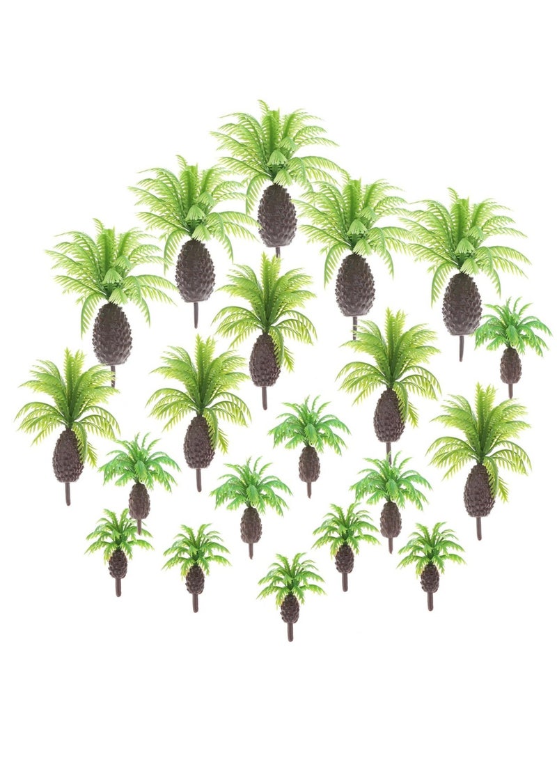 Captaintech 20Pcs Miniature Coconut Palm Model Trees: Green Plastic Diorama Supplies for DIY Crafts, Cake Toppers, Building Models, and Train Villages - Image 1