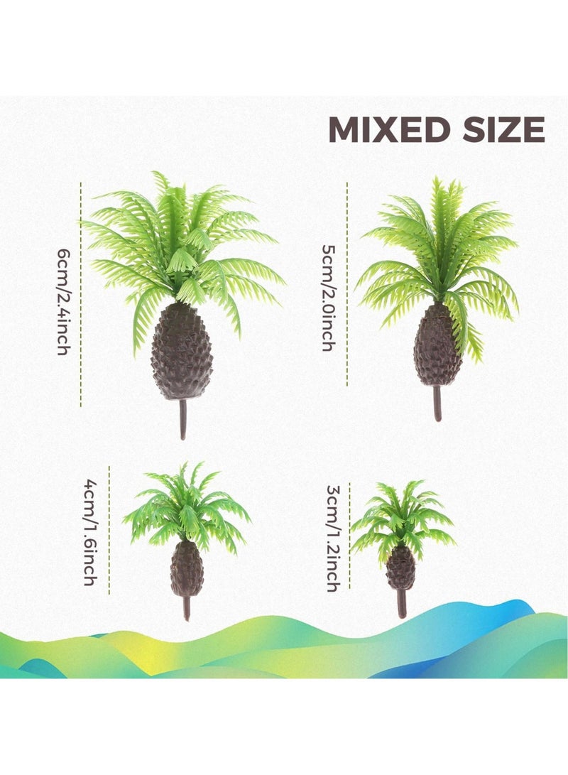Captaintech 20Pcs Miniature Coconut Palm Model Trees: Green Plastic Diorama Supplies for DIY Crafts, Cake Toppers, Building Models, and Train Villages - Image 2