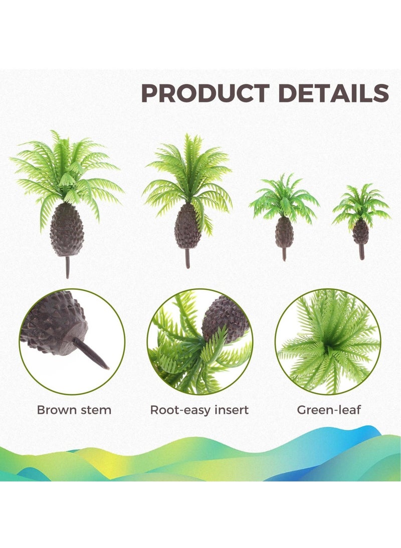 Captaintech 20Pcs Miniature Coconut Palm Model Trees: Green Plastic Diorama Supplies for DIY Crafts, Cake Toppers, Building Models, and Train Villages - Image 4