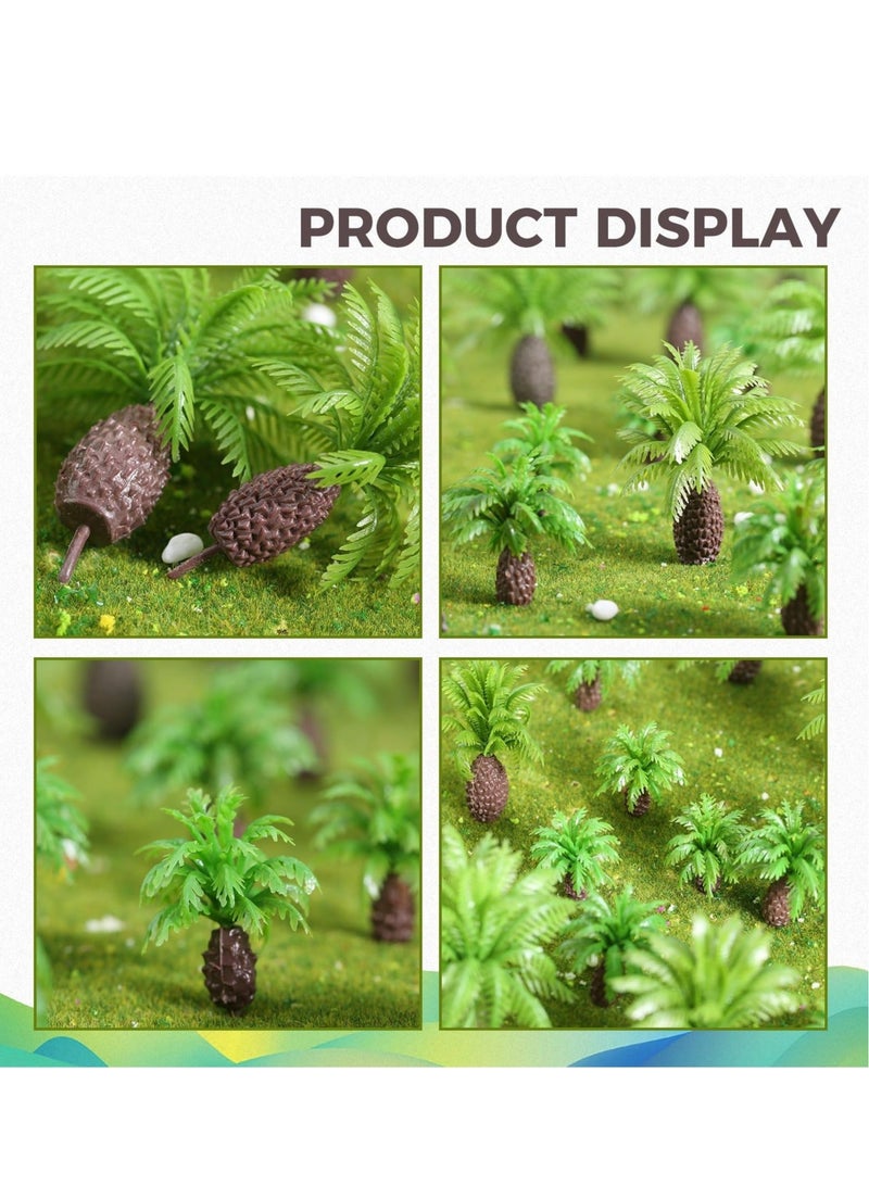 Captaintech 20Pcs Miniature Coconut Palm Model Trees: Green Plastic Diorama Supplies for DIY Crafts, Cake Toppers, Building Models, and Train Villages - Image 5