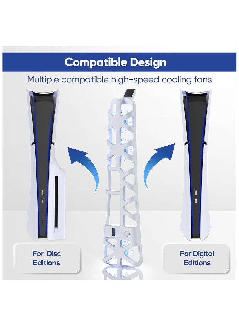 DOBE PS5 Slim Silent Enhanced Cooling Fan with Adjustable Speed, Auto Power On/Off, with USB 3.0 Port, Efficient Cooling System for Both PS5 Slim Disc and Digital Editions - Image 3