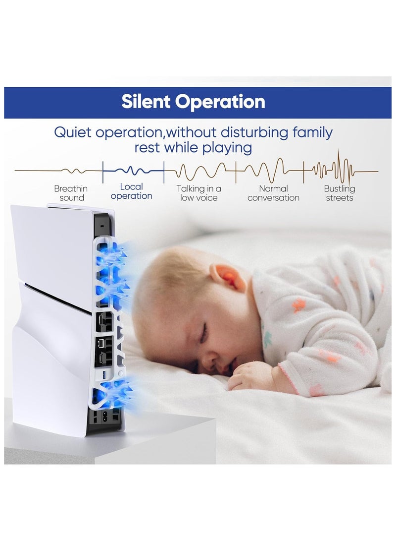 DOBE PS5 Slim Silent Enhanced Cooling Fan with Adjustable Speed, Auto Power On/Off, with USB 3.0 Port, Efficient Cooling System for Both PS5 Slim Disc and Digital Editions - Image 4