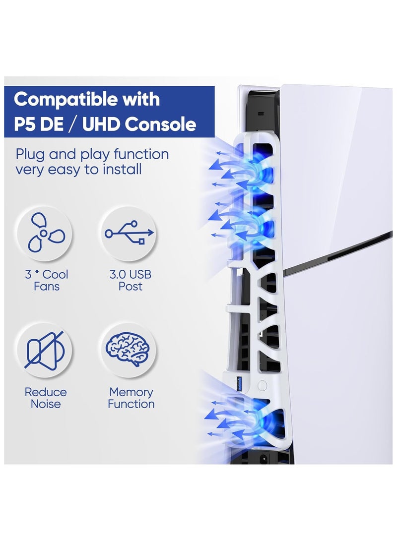 DOBE PS5 Slim Silent Enhanced Cooling Fan with Adjustable Speed, Auto Power On/Off, with USB 3.0 Port, Efficient Cooling System for Both PS5 Slim Disc and Digital Editions - Image 5