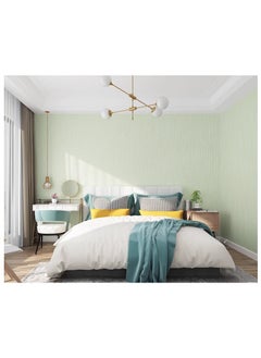 Anna 53cm × 9.5m simple light green non-woven fabric bedroom wallpaper fashionable Nordic style home decoration wall sticker environmentally friendly wallpaper  - Image 3