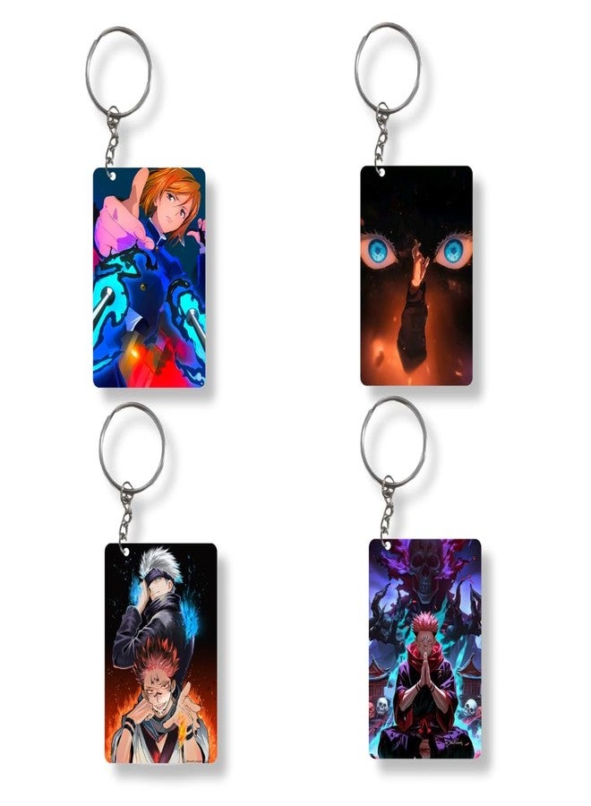 KRAFTiiX Jujutsu Kaisen Keychain Set (4 Pcs) | Durable Polymer Keychains with Iconic Anime Characters | Stylish & Lightweight Accessory for Fans - Image 2