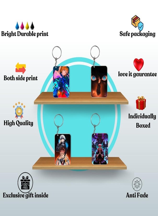 KRAFTiiX Jujutsu Kaisen Keychain Set (4 Pcs) | Durable Polymer Keychains with Iconic Anime Characters | Stylish & Lightweight Accessory for Fans - Image 3