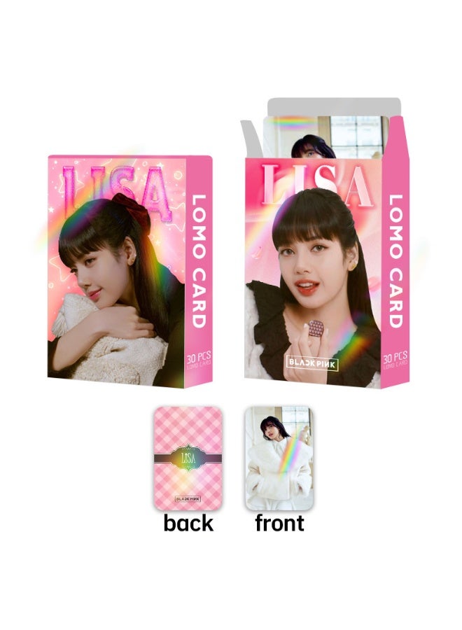 Generic Laser Flash Card Bp Powder Ink Lisa Double-sided 30 Small Cards Lomo Card Collection Photo Card Box Ins Card - Image 3