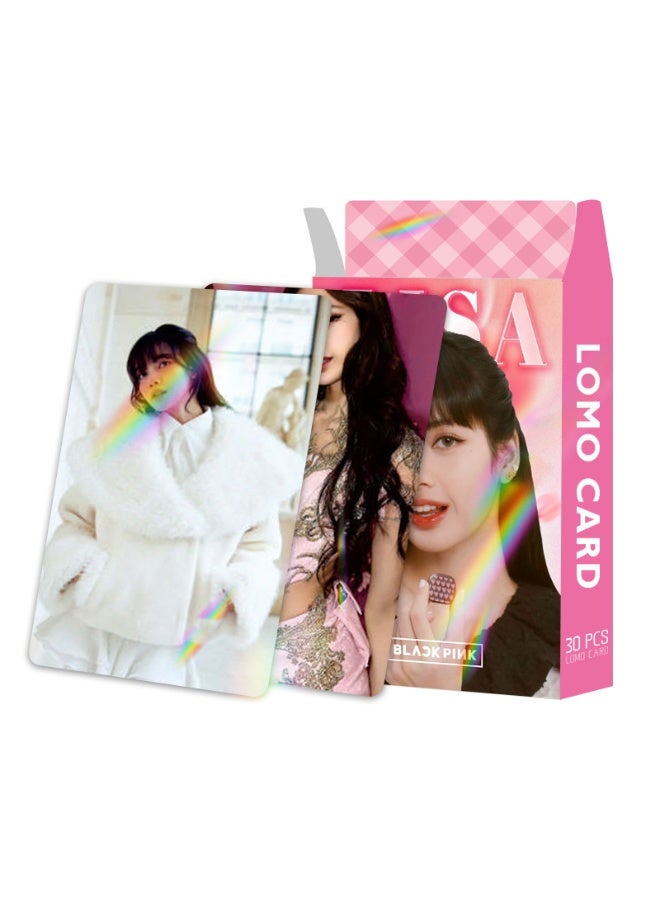 Generic Laser Flash Card Bp Powder Ink Lisa Double-sided 30 Small Cards Lomo Card Collection Photo Card Box Ins Card - Image 5