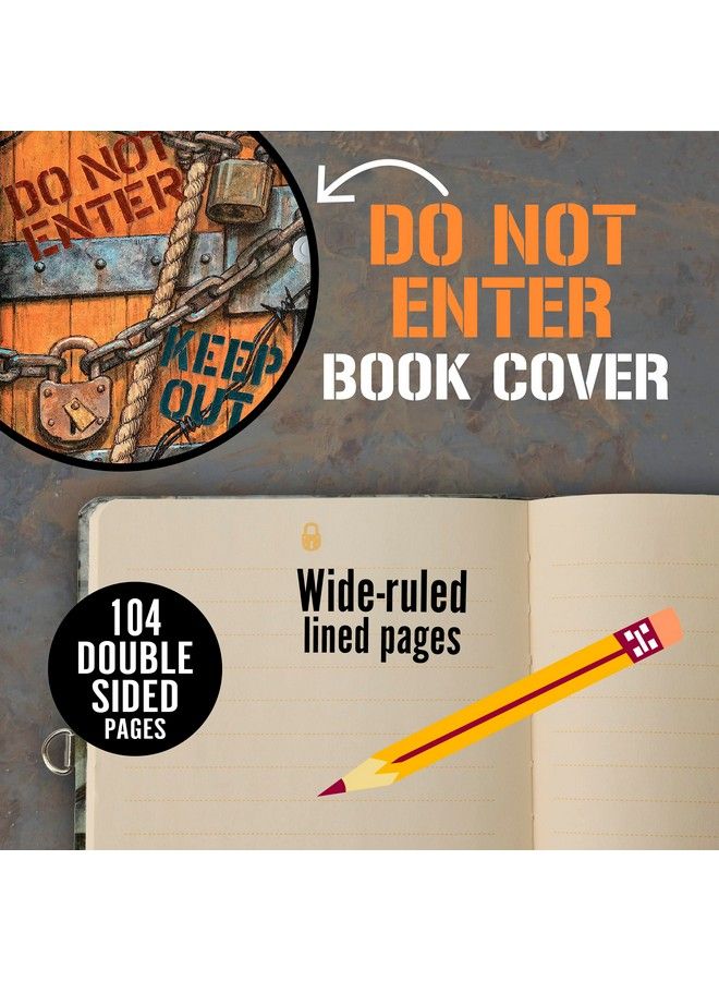 Peaceable Kingdom Keep Out 6.25" Lock And Key Lined Page Diary For Kids - Image 5