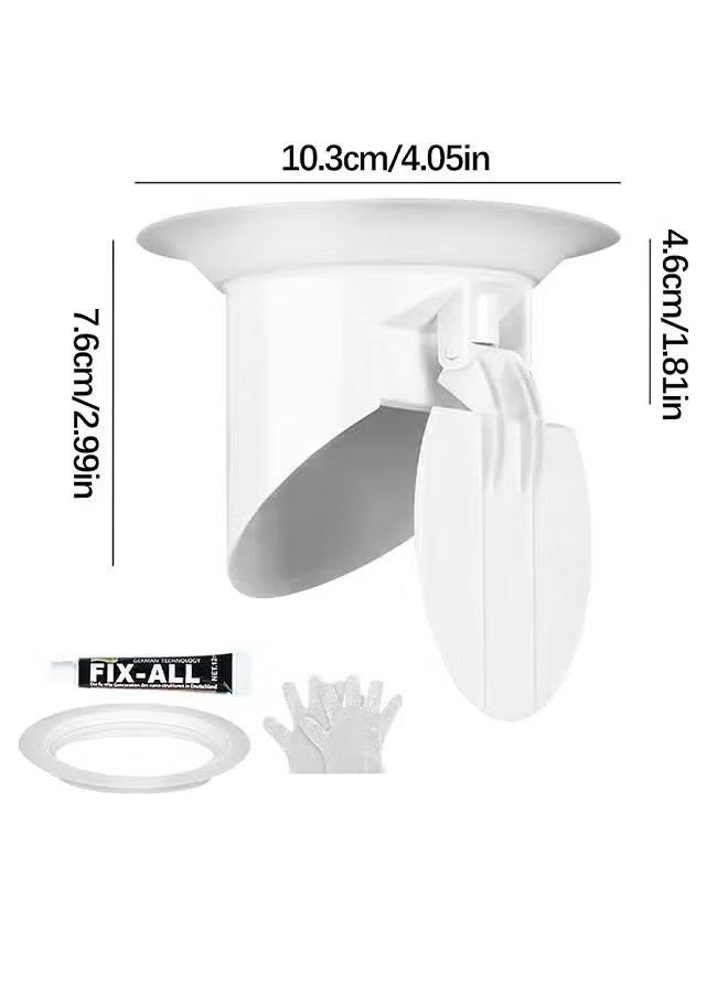 غطاء تصريف الأرضية، تصريف أرضي مضاد للروائح، تدفق خلفي مضاد للانسداد، مزيل للعرق بدون فلتر، لاستبدال سدادة حوض الحمام (غطاء تصريف الأرضية + غراء بدون مسامير + قفازات يمكن التخلص منها) - Image 2