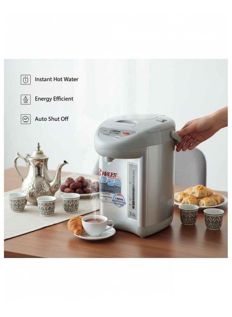 نوفا موزع مياه كهربائي نوفا – 750 واط 3.0 لتر من الفولاذ المقاوم للصدأ، ماء ساخن فوري، موفر للطاقة، إيقاف تلقائي، وظيفة إبقاء الماء دافئًا  مثالي للشاي والقهوة - Image 4