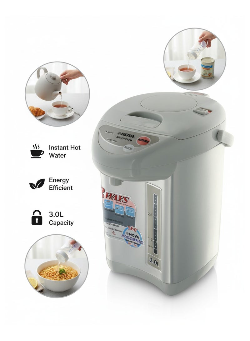 نوفا موزع مياه كهربائي نوفا – 750 واط 3.0 لتر من الفولاذ المقاوم للصدأ، ماء ساخن فوري، موفر للطاقة، إيقاف تلقائي، وظيفة إبقاء الماء دافئًا  مثالي للشاي والقهوة - Image 5