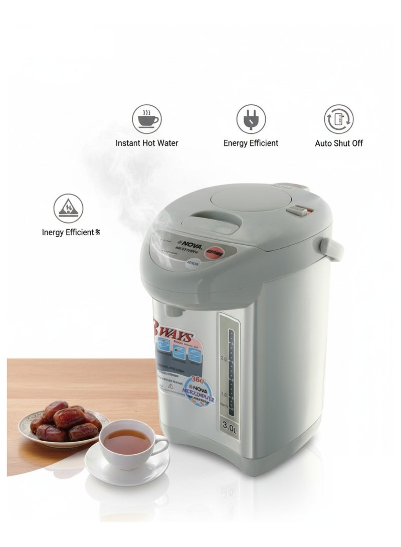 نوفا موزع مياه كهربائي نوفا – 750 واط 3.0 لتر من الفولاذ المقاوم للصدأ، ماء ساخن فوري، موفر للطاقة، إيقاف تلقائي، وظيفة إبقاء الماء دافئًا  مثالي للشاي والقهوة - Image 3