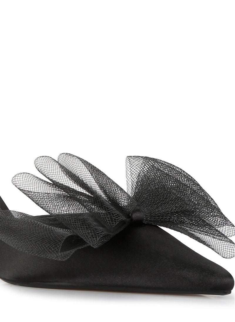 London Rag Black Organza Bow Embellished Mules  - Image 5