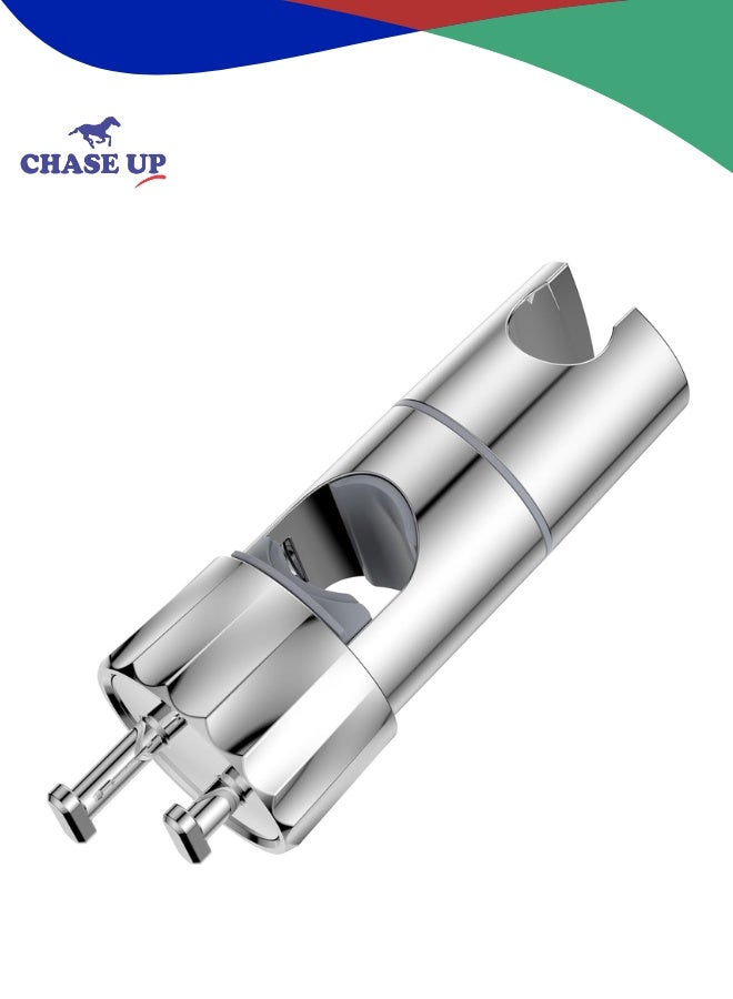 تشيس اب حامل رأس الدش مع خطافين، حامل بديل عالمي قابل للتعديل لمقاس 16-28 مم، حامل رأس الدش مطلي بالكروم + ABS، سهل التركيب لقضيب الانزلاق - Image 1