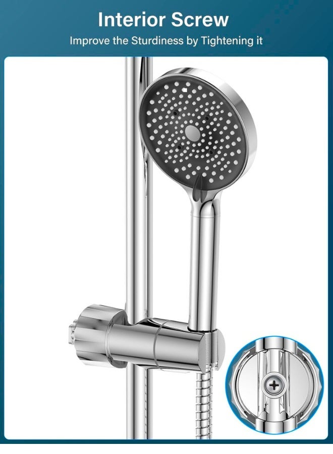 تشيس اب حامل رأس الدش مع خطافين، حامل بديل عالمي قابل للتعديل لمقاس 16-28 مم، حامل رأس الدش مطلي بالكروم + ABS، سهل التركيب لقضيب الانزلاق - Image 3