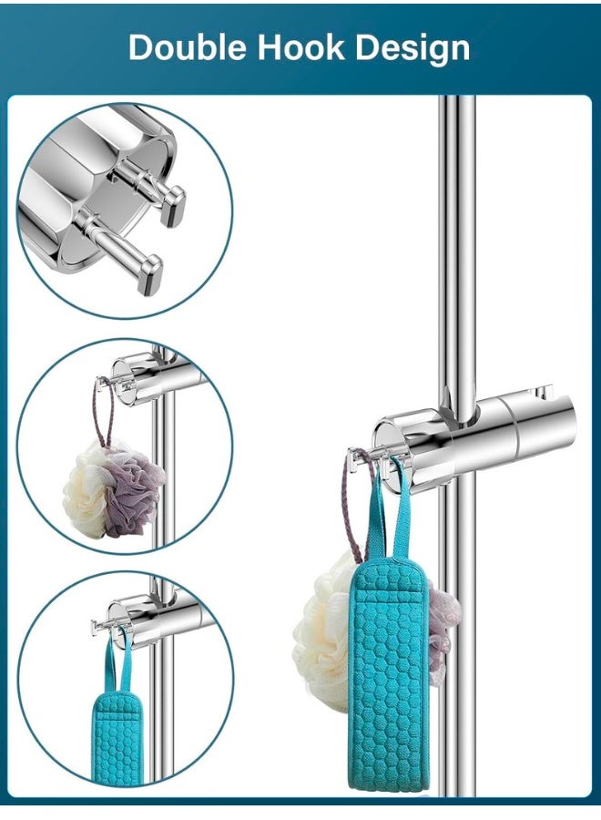 تشيس اب حامل رأس الدش مع خطافين، حامل بديل عالمي قابل للتعديل لمقاس 16-28 مم، حامل رأس الدش مطلي بالكروم + ABS، سهل التركيب لقضيب الانزلاق - Image 4