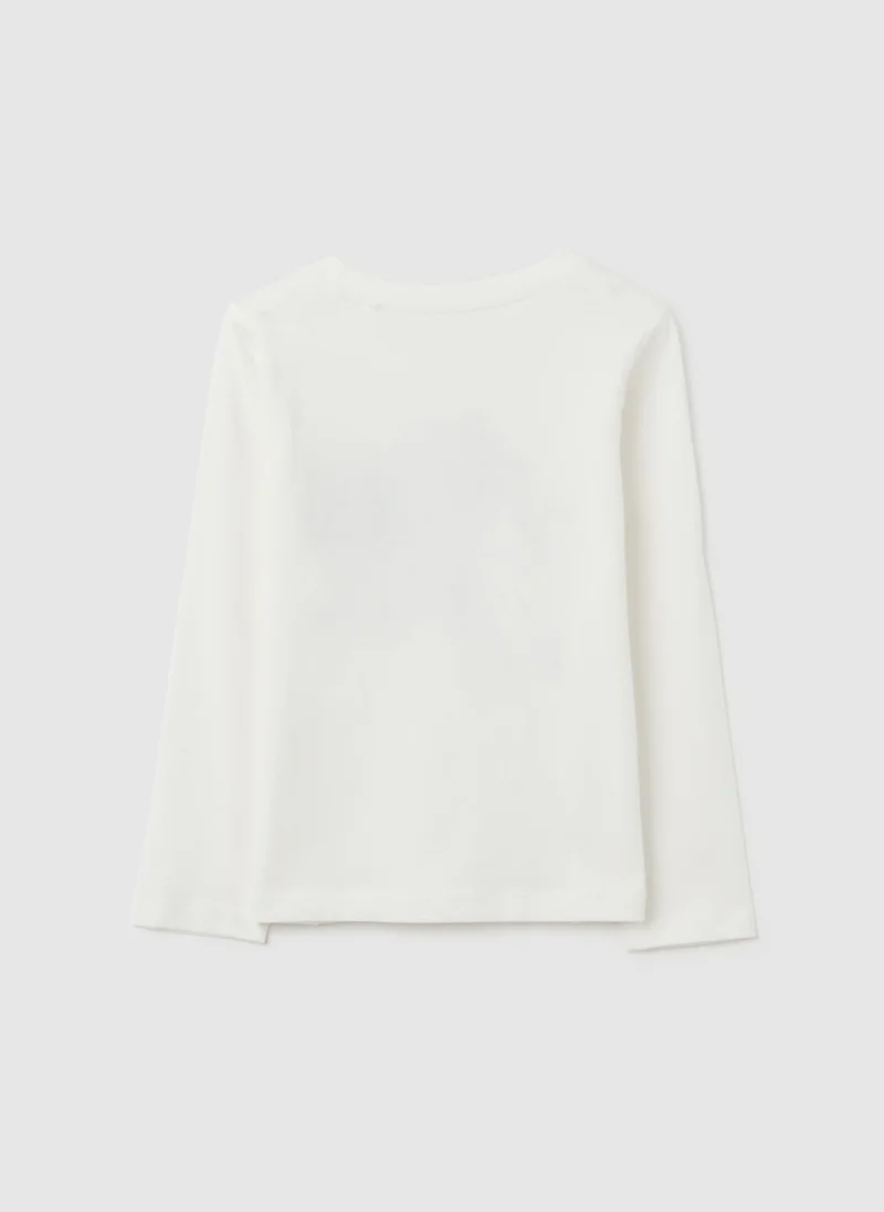او في اس GIRLS' WHITE COTTON REGULAR FIT TOP