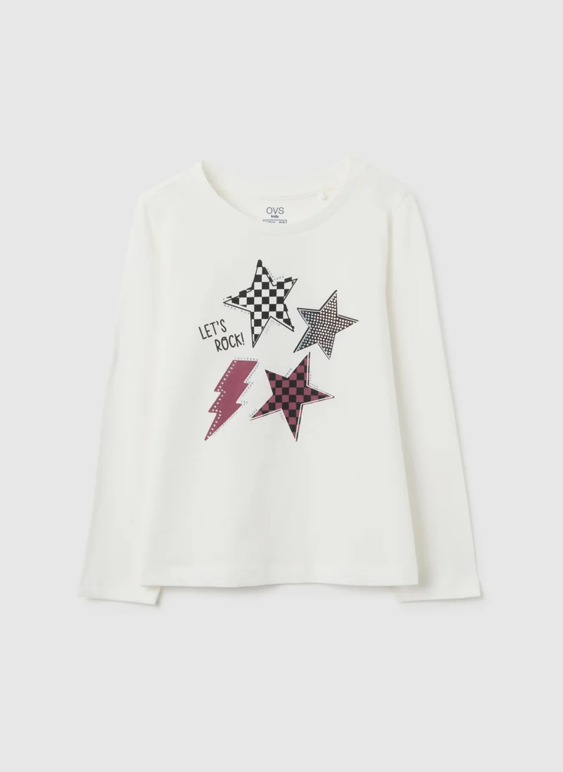 او في اس GIRLS' WHITE COTTON REGULAR FIT TOP