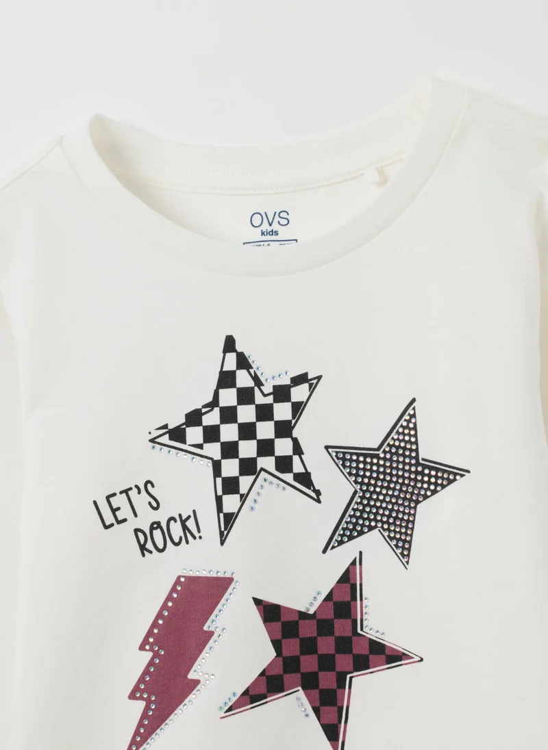 Ovs GIRLS' WHITE COTTON REGULAR FIT TOP