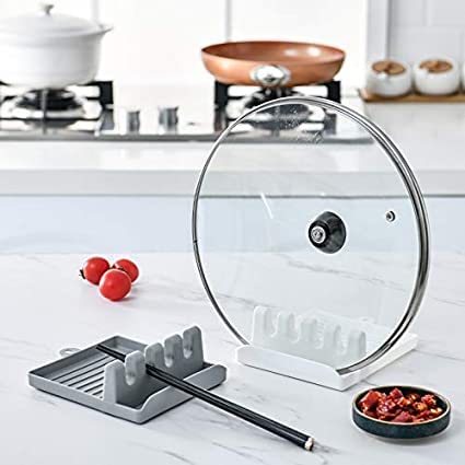 QUALIZA Multifunction Kitchen Cooking Utensil Plastic Stand Holder Pot Clips Support Spoon Stove Organizer Tool Pan Cover Lid Rack 1 Piece Multicolour  - Image 2