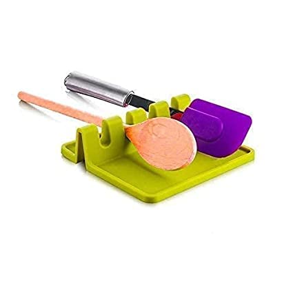 QUALIZA Multifunction Kitchen Cooking Utensil Plastic Stand Holder Pot Clips Support Spoon Stove Organizer Tool Pan Cover Lid Rack 1 Piece Multicolour  - Image 1