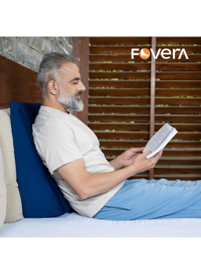 FOVERA Memory Foam Wedge Pillow | 2 Years Warranty | Wedge Cushion for Back Support, Acid Reflux, Snoring, GERD, Leg Elevation, Pregnancy (Velvet Navy Blue, Medium 7" Height) - Image 3