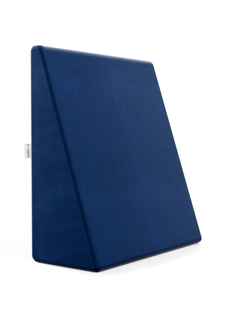FOVERA Memory Foam Wedge Pillow | 2 Years Warranty | Wedge Cushion for Back Support, Acid Reflux, Snoring, GERD, Leg Elevation, Pregnancy (Velvet Navy Blue, Medium 7" Height) - Image 1