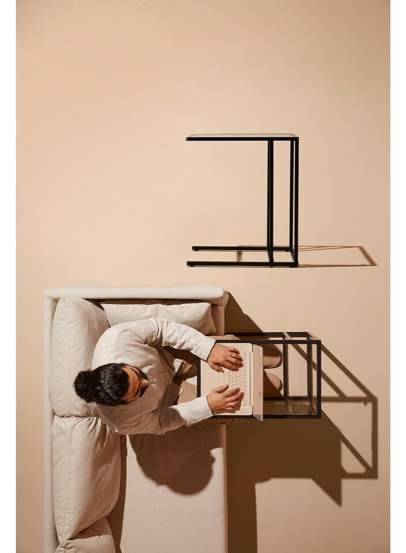 حامل حاسوب محمول - أسود بني/زجاج 35×65 سم - Image 2