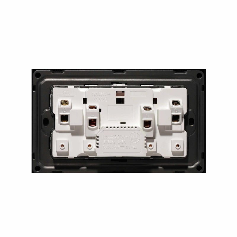 Donmarco مقبس كهربائي مزدوج رفيع للغاية 2 فتحة بريطانية 13A مع منافذ USB و Type-C (5V 3.1A) – مقبس كهربائي مقاوم للحريق ، ضمان 3 سنوات ، تصميم بلاستيكي أنيق (أسود غير لامع) | مقبس طاقة حائط - Image 4