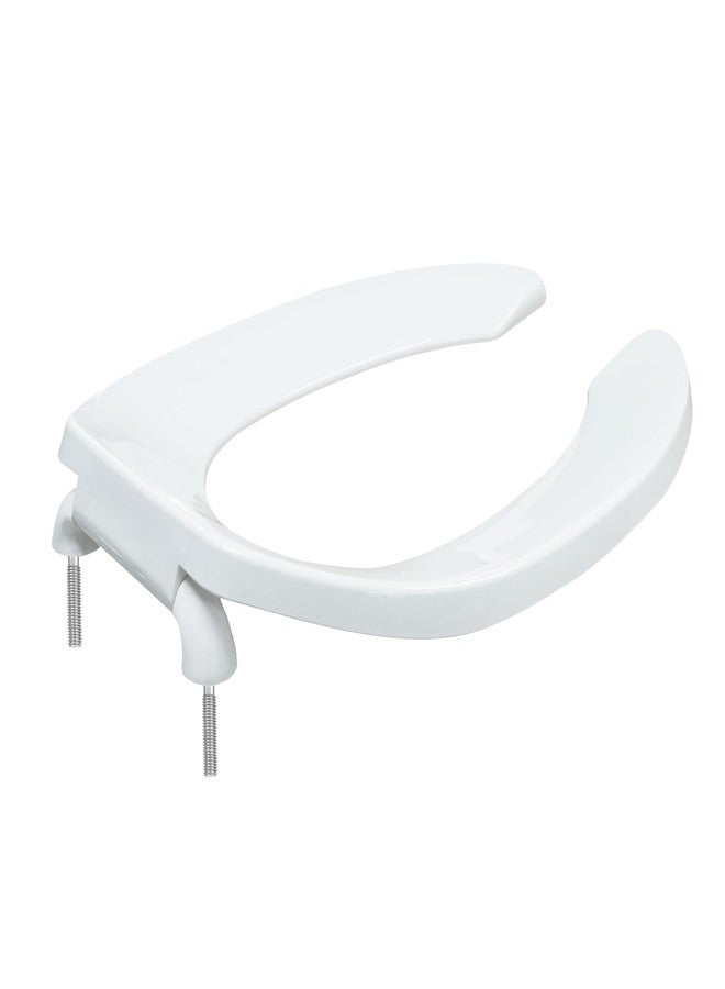 DryLabs Heavy Duty Commercial Open Front Toilet Seat, Elongated 18.5-Inch Public Toilet Seat for Hospital, Hotel, School, Church, PP Material, Fits Most Toilet Bowl Seat White (1PACK) - Image 1