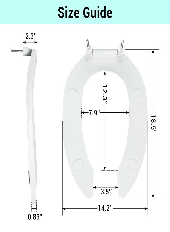 DryLabs Heavy Duty Commercial Open Front Toilet Seat, Elongated 18.5-Inch Public Toilet Seat for Hospital, Hotel, School, Church, PP Material, Fits Most Toilet Bowl Seat White (1PACK) - Image 2