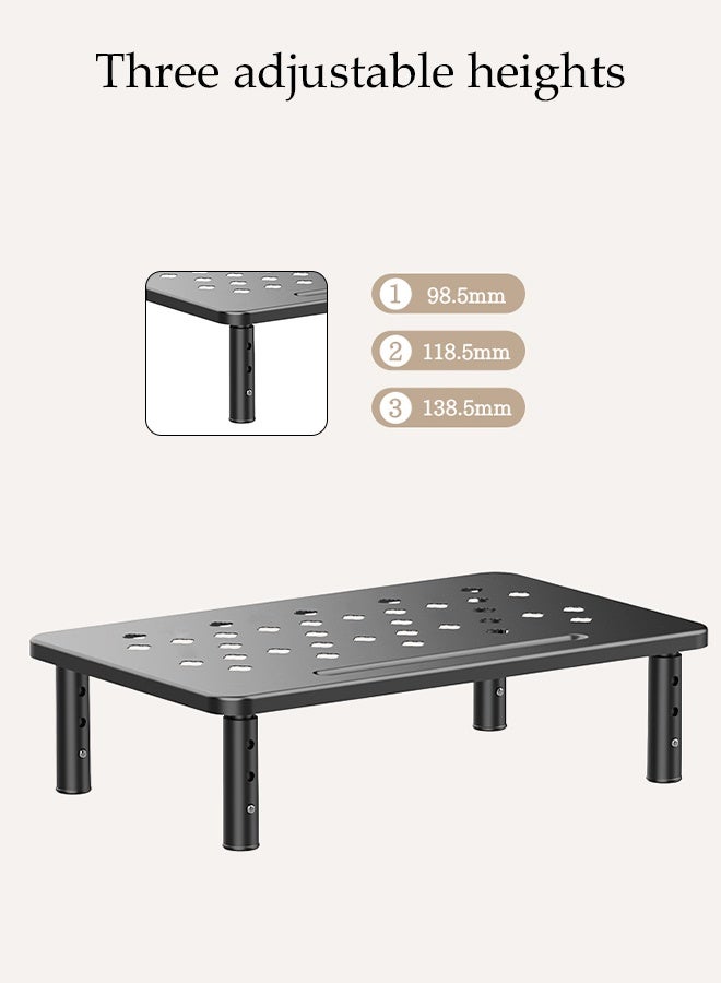 DUNISO Computer Monitor Stand，3 Height Adjustable Monitor stands，Monitor Stand Riser with Ventilated Platform for Airflow，Sturdy and Durable，for Desktop PC/iMac/MacBook/Printer，Black - Image 5