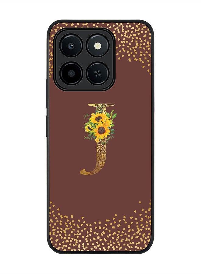 Stylizedd For Honor X6c Case,Slim fit Camera Protection, Shockproof Thin Phone cover  - Custom Floral Monogram - J  (Brown )