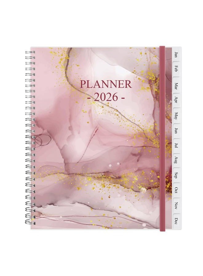 Getvow 2026 Planner - Planner 2026 from January 2026 - December 2026, Monthly and Weekly Calender with 12 Tabs, 8.5" x 11", Pink Watercolor - Image 1