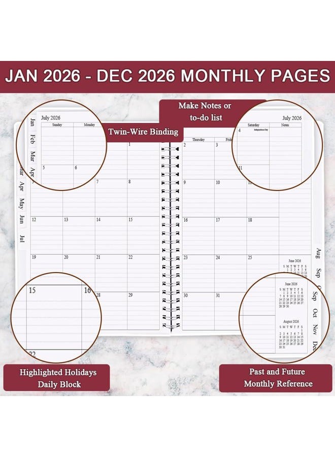 Getvow 2026 Planner - Planner 2026 from January 2026 - December 2026, Monthly and Weekly Calender with 12 Tabs, 8.5" x 11", Pink Watercolor - Image 2
