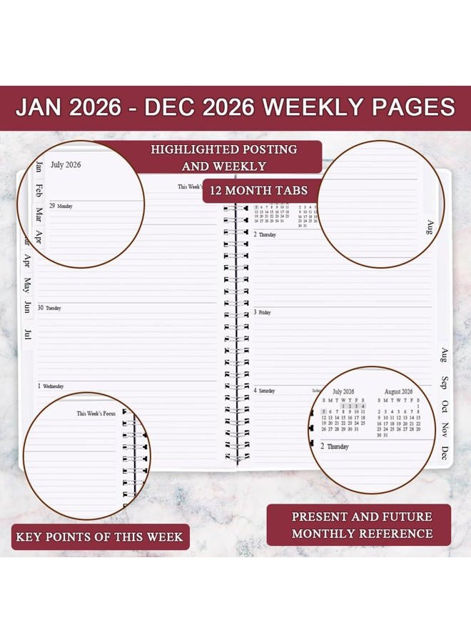 Getvow 2026 Planner - Planner 2026 from January 2026 - December 2026, Monthly and Weekly Calender with 12 Tabs, 8.5" x 11", Pink Watercolor - Image 3