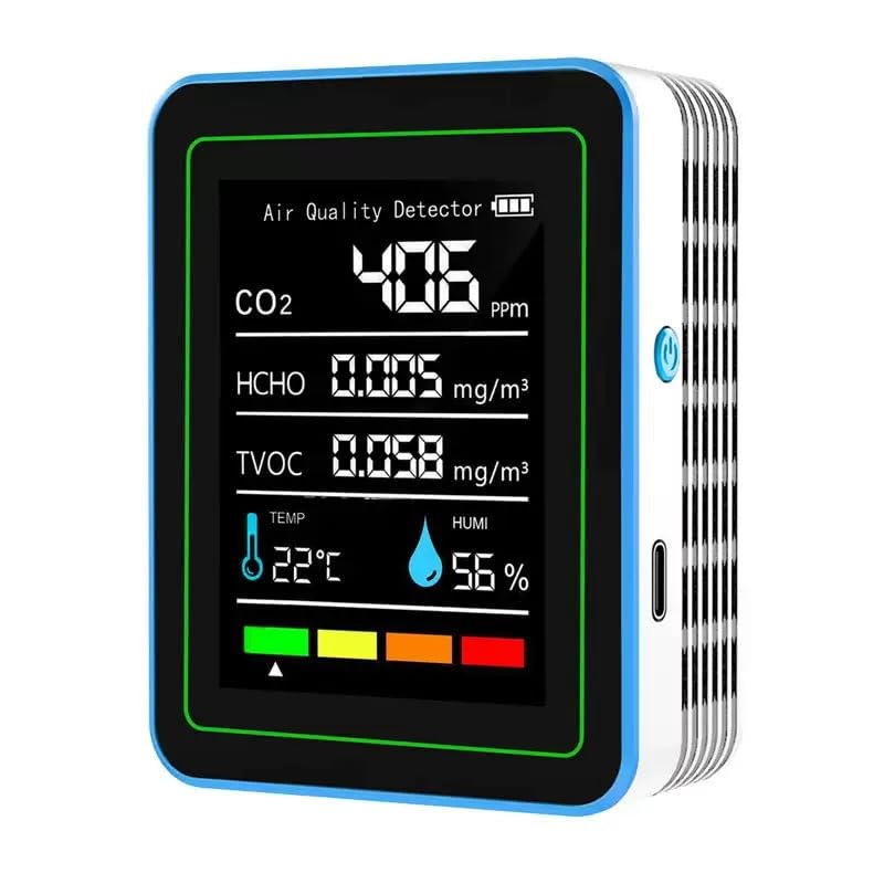 Ocdonor 5-in-1 air Quality Monitor, Professional air Quality Detector with CO2 Monitor/Formaldehyde/TVOC/Temperature/Humidity, Suitable for Home, Hotel, Office, car - Image 1